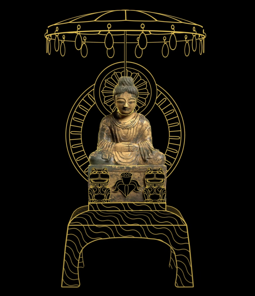 chinese buddha statue: Display reconstruction of the Buddha dated 338, Asian Art Museum, San Francisco, CA, USA. YouTube.
