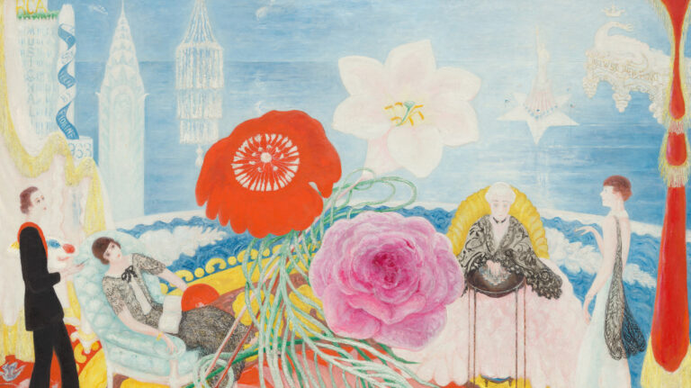 new york paintings: Florine Stettheimer, Family Portrait II, 1933, Museum of Modern Art, New York City, NY, USA. Detail.
