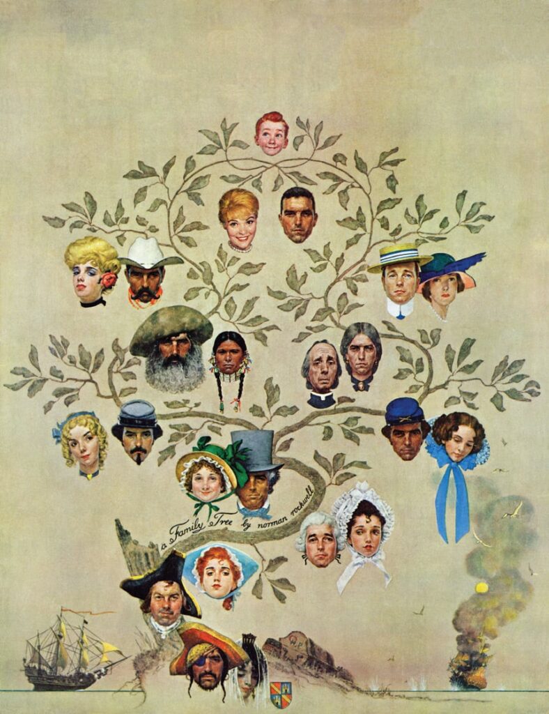 Howard Pyle: Norman Rockwell, Family Tree, 1959, Norman Rockwell Museum, Stockbridge, MA, USA. The Saturday Evening Post.
