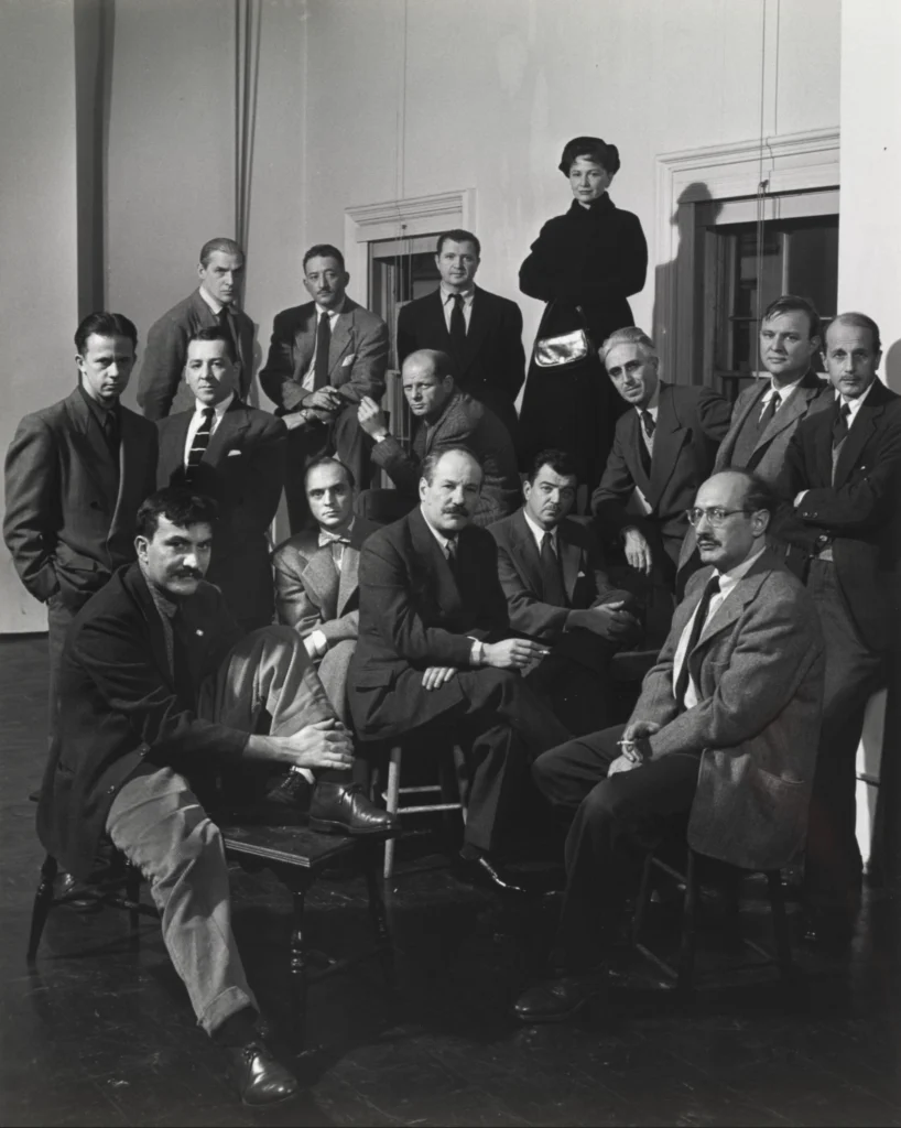 Barnett Newman Here: Nina Leen, The Irascibles, 1950. Hedda Sterne Foundation.
