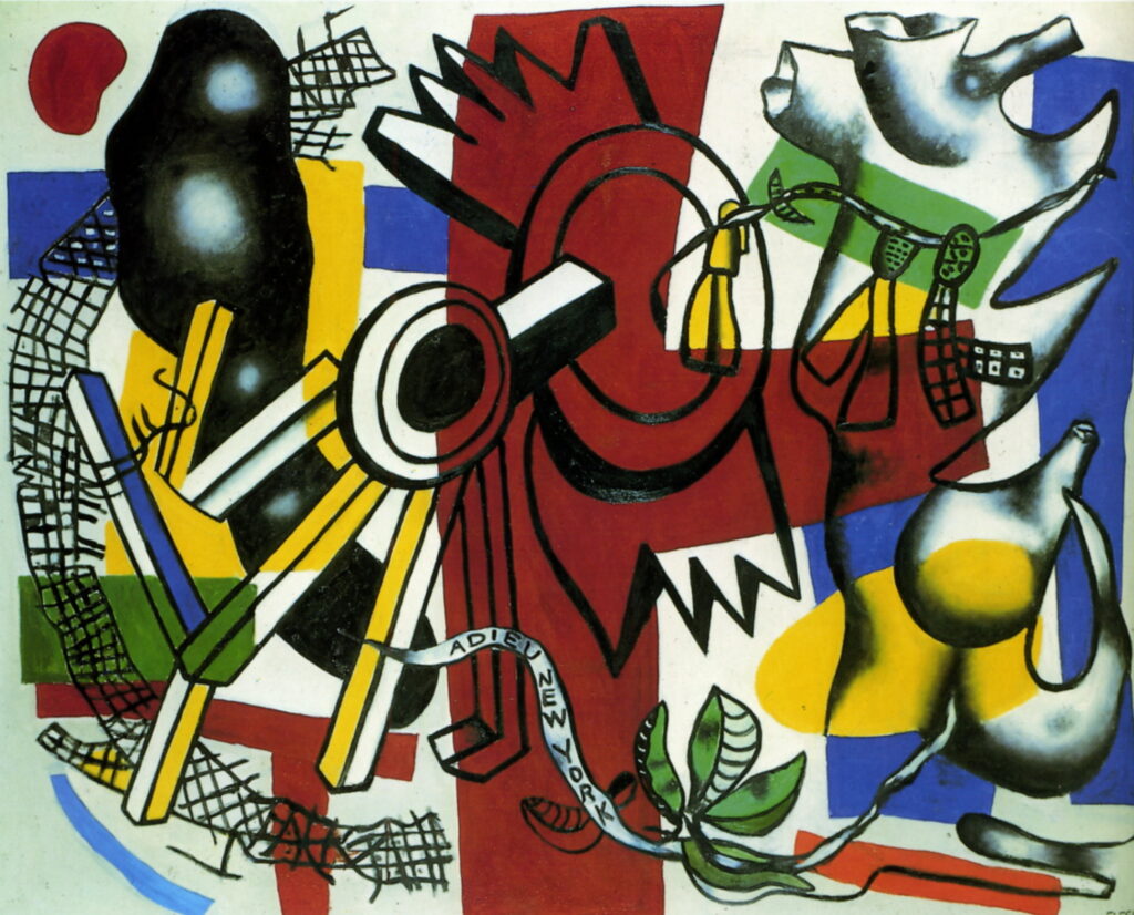 new york paintings: Fernand Léger, Adieu New York, 1946, Centre Pompidou, Paris, France. Museum’s website.

