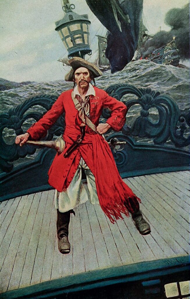 Howard Pyle: Howard Pyle, Captain Keitt, 1911, from Howard Pyle’s Book of Pirates, 1921, Wikipedia Commons (public domain).
