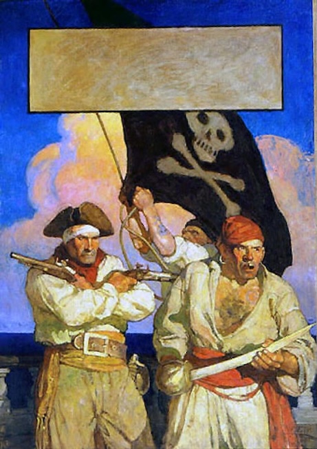 Howard Pyle: N. C. Wyeth, Cover illustration for Treasure Island, 1911, private collection. Brandywine Museum of Art.

