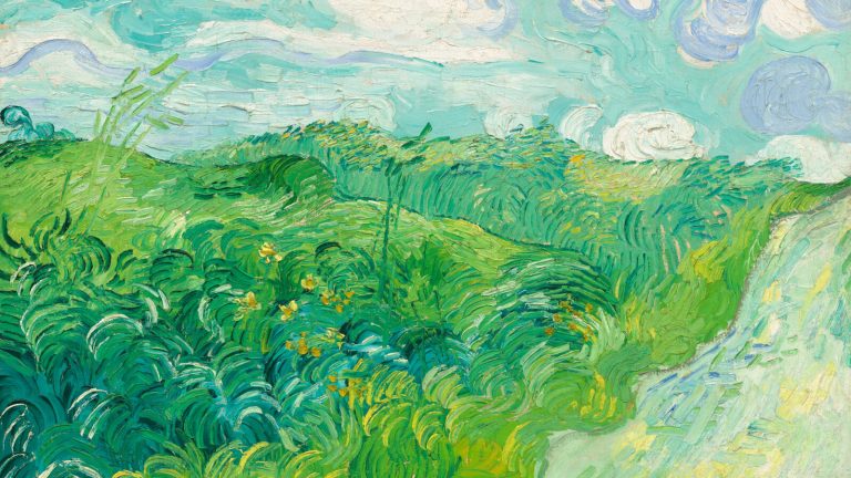 Green Wheat Fields Auvers: Vincent van Gogh, Green Wheat Fields, Auvers, 1890, National Gallery of Art, Washington, DC, USA. Detail.
