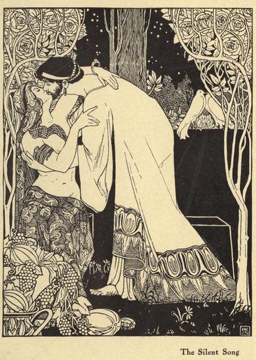 Ephraim Moses Lilien: Ephraim Moses Lilien, illustration The Silent Song from Moses Samuel Levussove, The New Art of An Ancient people: the Work of E. M. Lilien, 1905, Leo Baeck Institute, New York City, NY, USA. Institute’s website.
