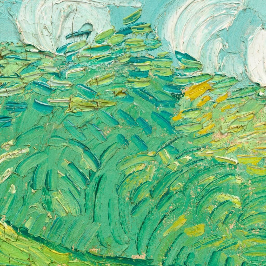 Green Wheat Fields Auvers: Vincent van Gogh, Green Wheat Fields, Auvers, 1890, National Gallery of Art, Washington, DC, USA. Detail.
