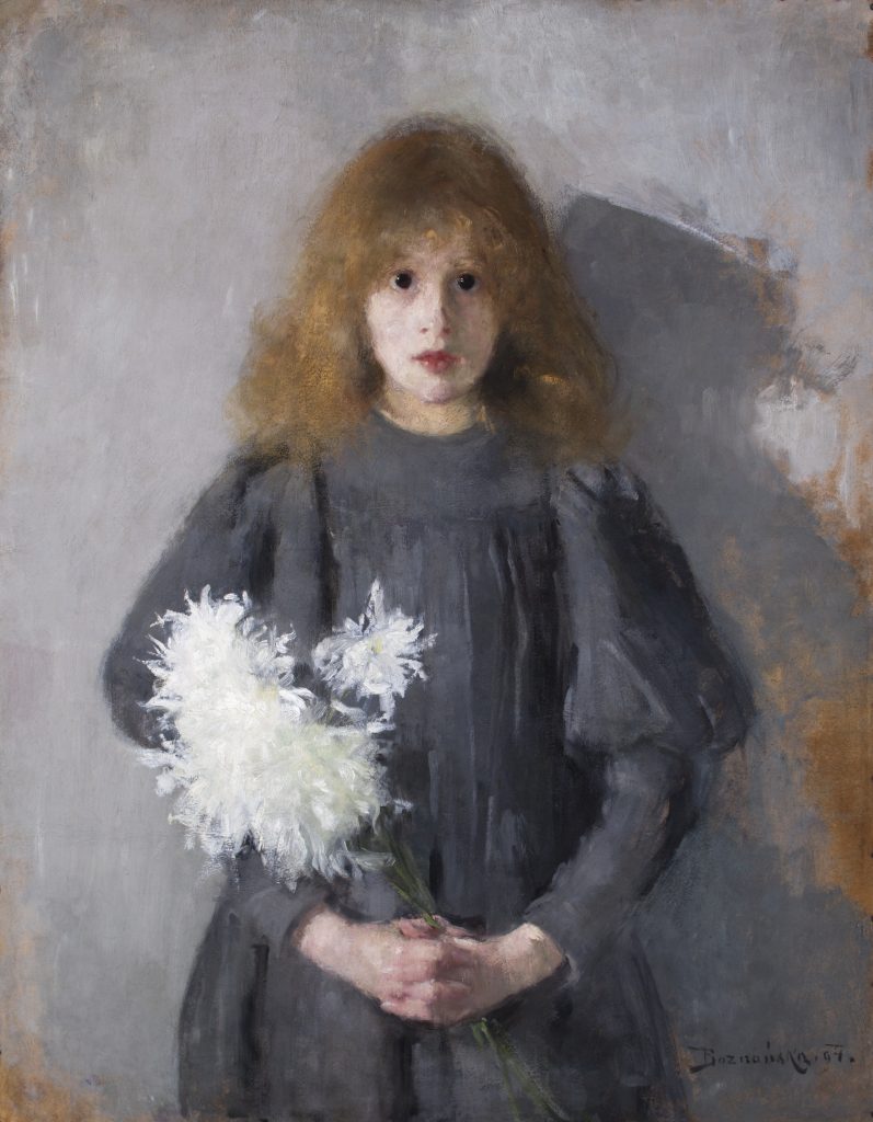 Olga Boznańska paintings: Olga Boznańska, Girl with Chrysanthemums, 1894, National Museum in Kraków, Kraków, Poland. Museum’s website.
