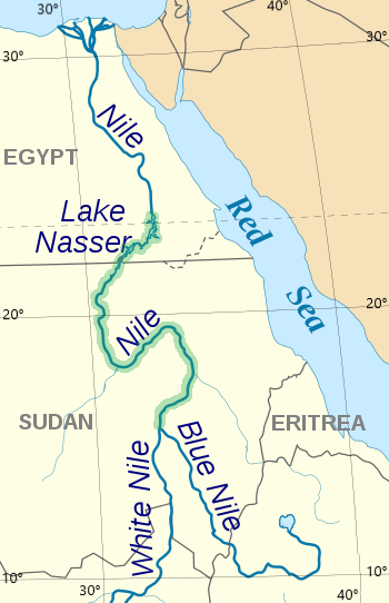 Faras: Map outline of Nubia. Treetoes023 via Wikimedia Commons (CC BY-SA 4.0).
