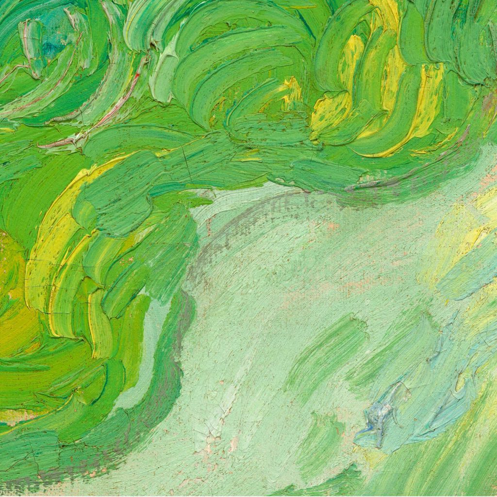 Green Wheat Fields Auvers: Vincent van Gogh, Green Wheat Fields, Auvers, 1890, National Gallery of Art, Washington, DC, USA. Detail.
