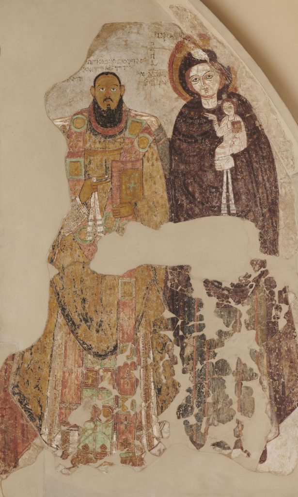 Faras: Bishop Marianos and the Virgin Mary, 11th century, National Museum in Warsaw, Warsaw, Poland. Detail.
