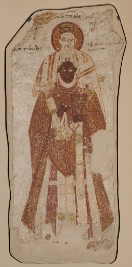 Faras: Bishop Petros Supported by Apostle Peter, 10th century, National Museum in Warsaw, Warsaw, Poland.
