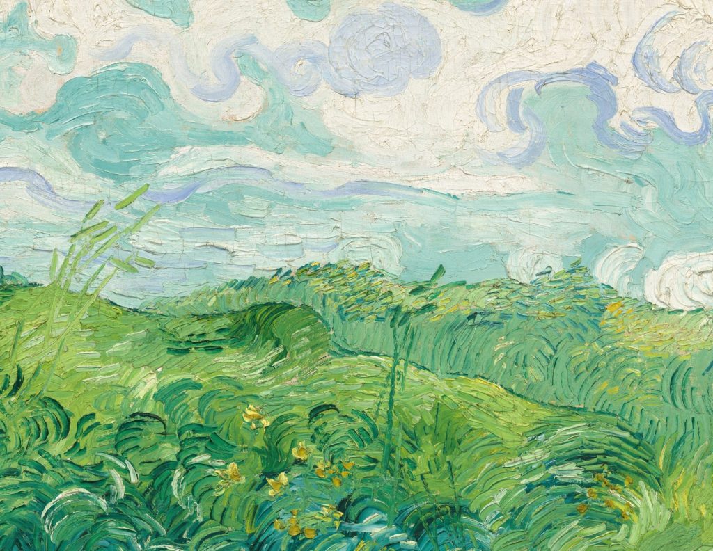 Green Wheat Fields Auvers: Vincent van Gogh, Green Wheat Fields, Auvers, 1890, National Gallery of Art, Washington, DC, USA. Detail.
