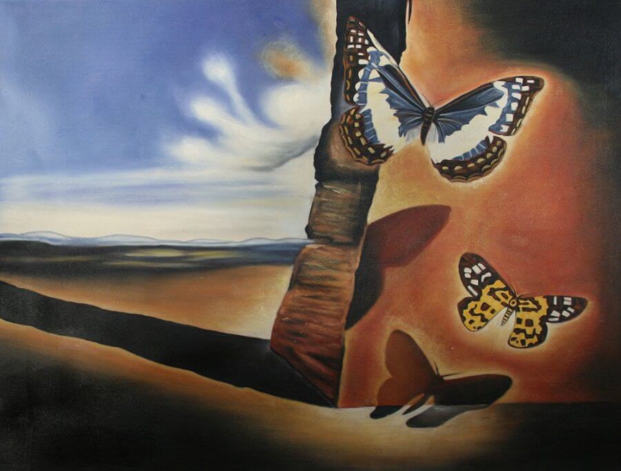 salvador dalí artworks: Salvador Dalí, Landscape with Butterflies, 1956. Salvador Dali Paintings.
