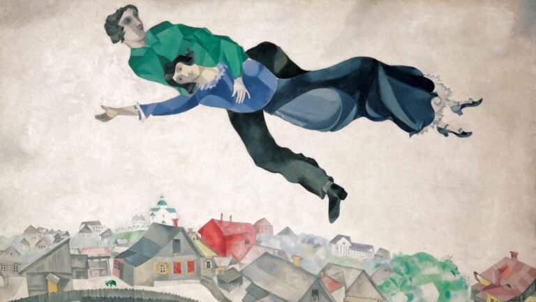 Marc Chagall: Marc Chagall, Over the Town, 1918, Tretyakov Gallery, Moscow, Russia. Detail.
