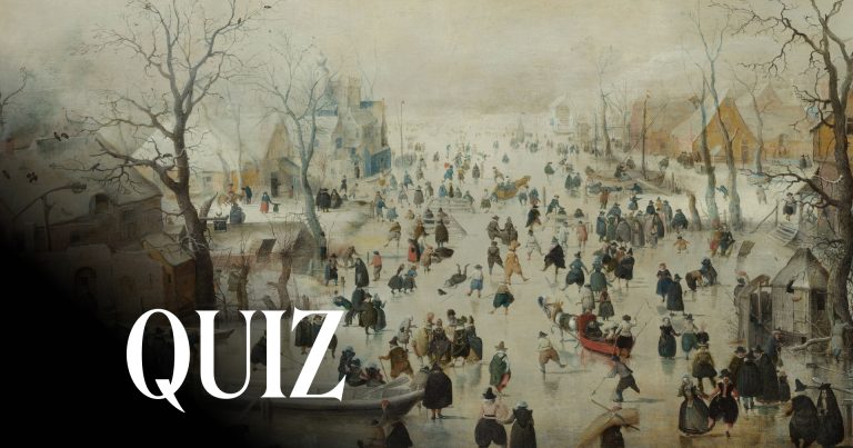 Winter Landscape with Ice Skaters, c. 1608, Rijksmuseum, Amsterdam, Netherlands. Detail.
