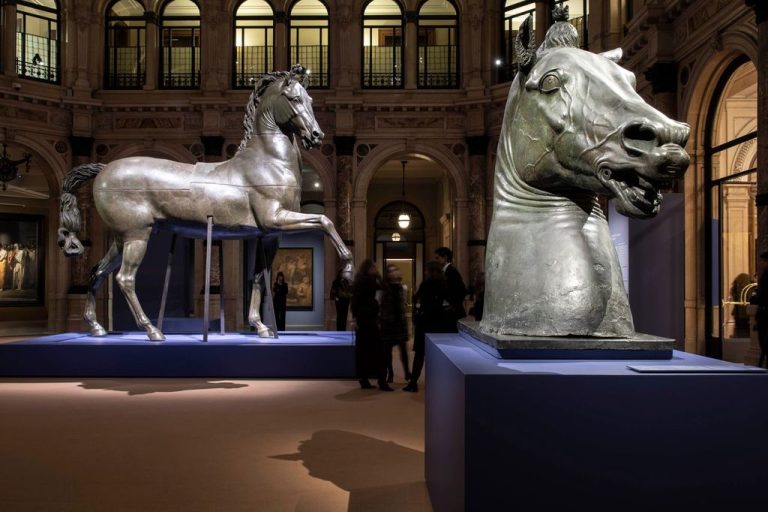 canova horse: Installation view of Eternal and Visionary. Rome and Milan as Capitals of Neoclassicism, 2025, Gallerie d’Italia, Milan, Italy. Photograph by Maria Parmigiani. Press materials.
