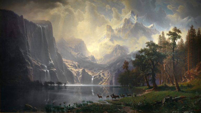 Albert Bierstadt: Albert Bierstadt, Among the Sierra Nevada, California, 1868, Smithsonian American Art Museum, Washington, DC, USA. Detail.
