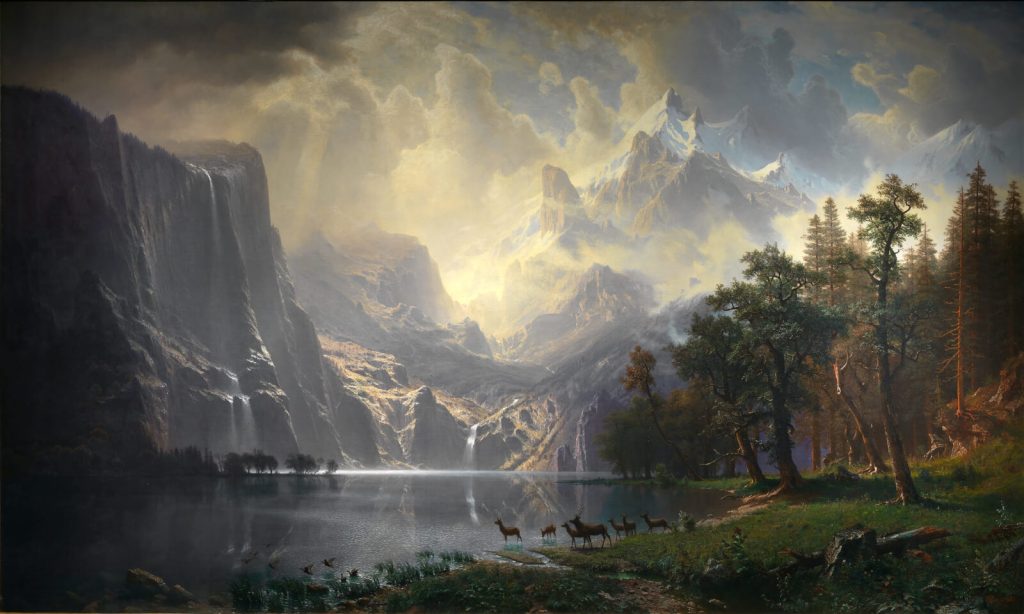 Albert Bierstadt: Albert Bierstadt, Among the Sierra Nevada, California, 1868, Smithsonian American Art Museum, Washington, DC, USA. Detail.
