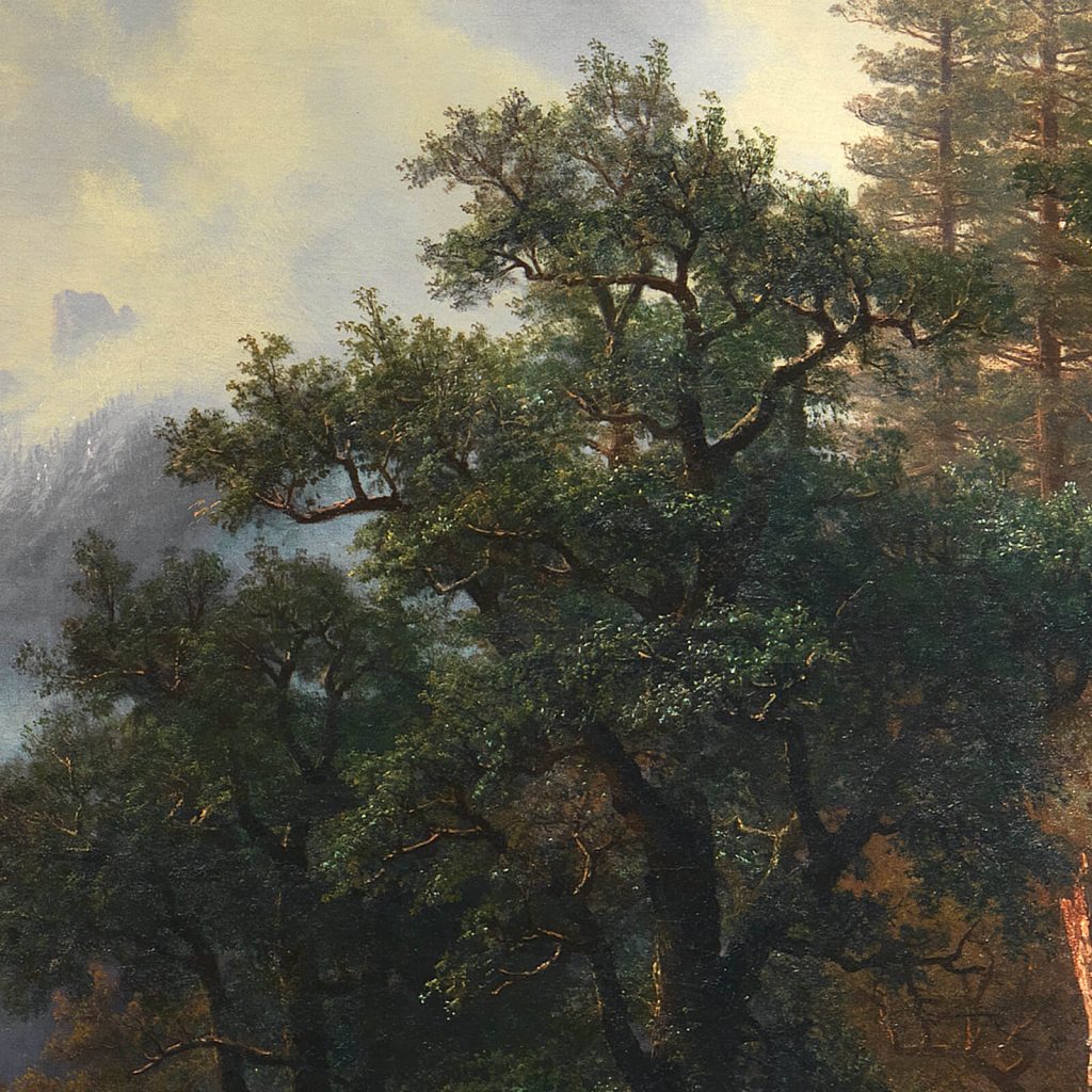 Albert Bierstadt: Albert Bierstadt, Among the Sierra Nevada, California, 1868, Smithsonian American Art Museum, Washington, DC, USA. Detail.
