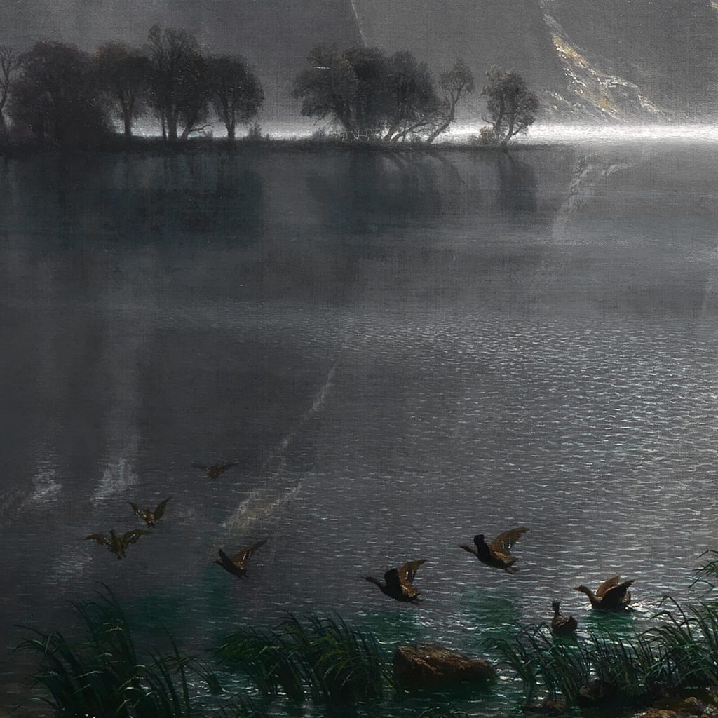 Albert Bierstadt: Albert Bierstadt, Among the Sierra Nevada, California, 1868, Smithsonian American Art Museum, Washington, DC, USA. Detail.
