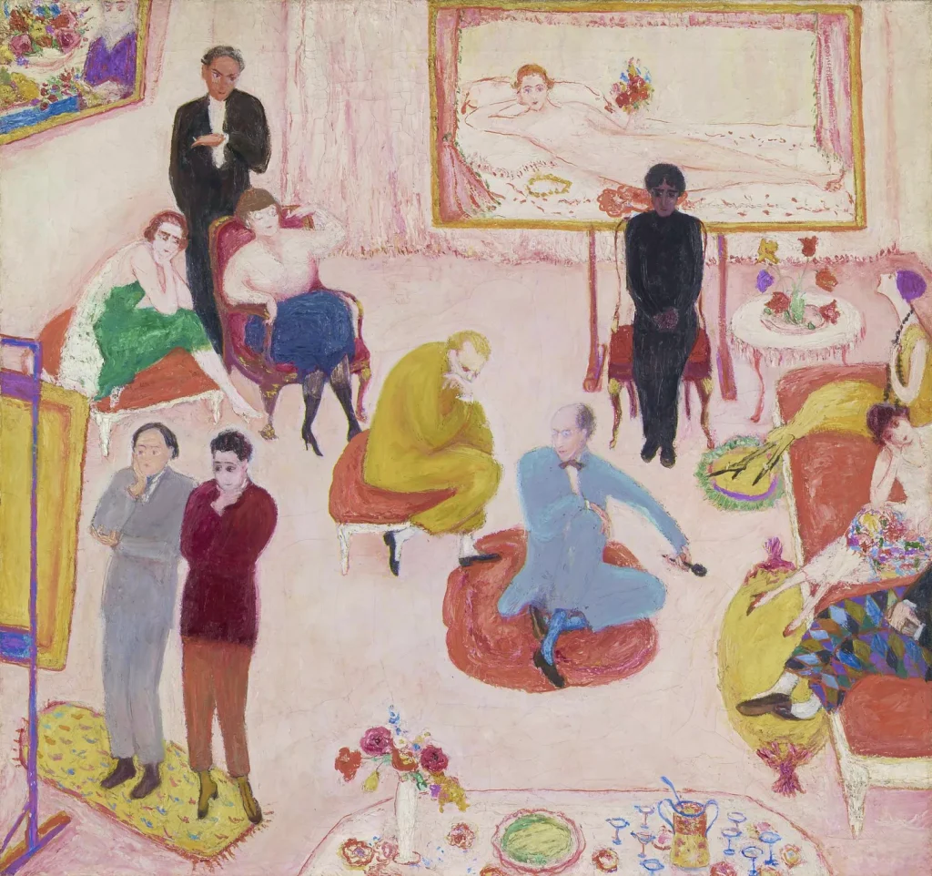 florine stettheimer's paintings: Florine Stettheimer, Studio Party (Soirée), 1917–1919, Yale University Art Gallery, New Haven, CT, USA.
