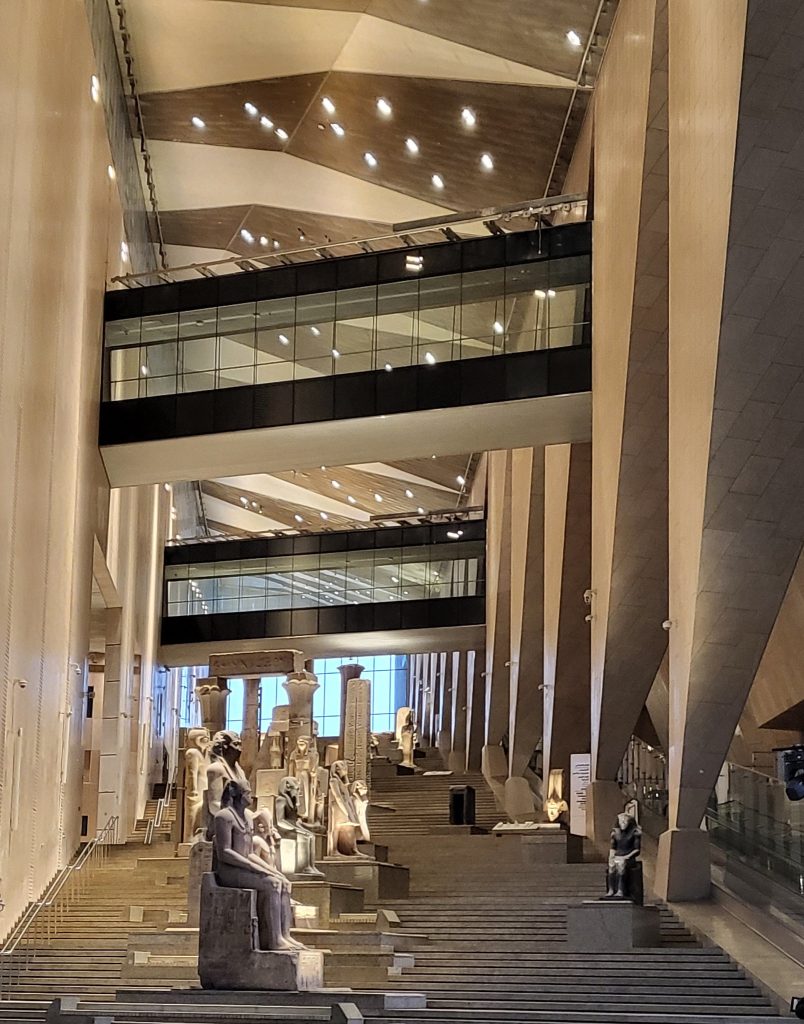 Grand Egyptian Museum: View of the Grand Staircase, Grand Egyptian Museum, Cairo, Egypt. Photograph by Hannah Pethen via Flickr.
