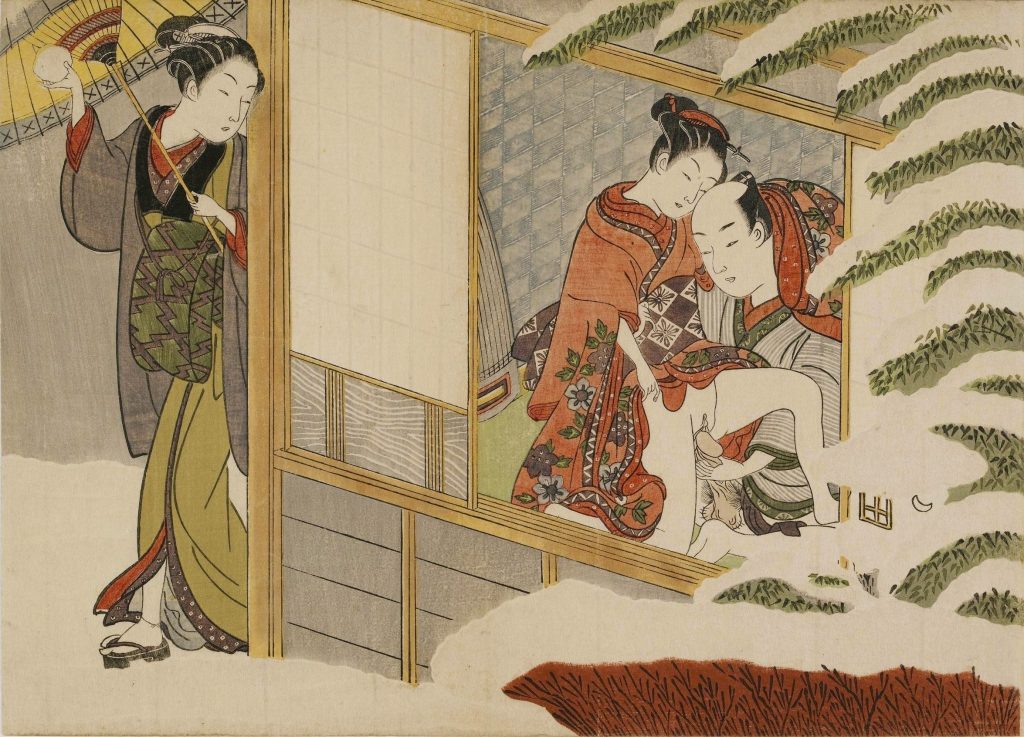 shunga: Suzuki Harunobu, Print with erotic scene, 1765–1770, British Museum, London, UK. Museum’s website.
