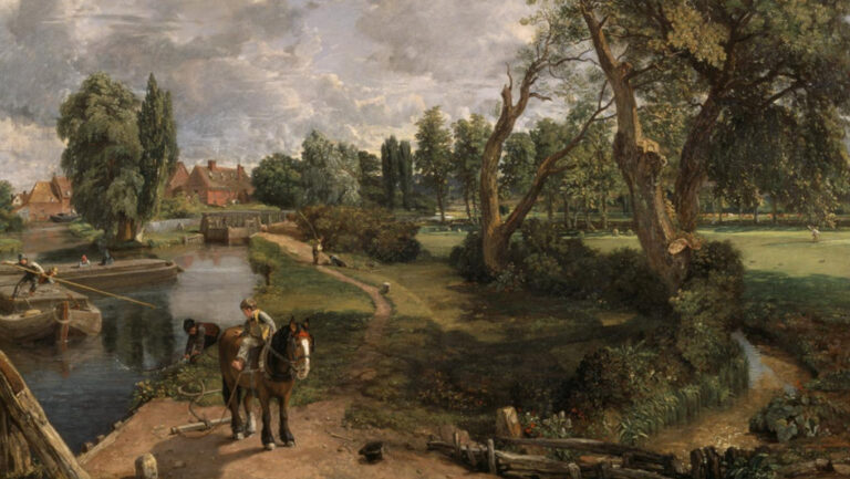 The British Landscape: John Constable, Flatford Mill (Scene on a Navigable River), 1816–1187, Tate, London, UK. Detail.
