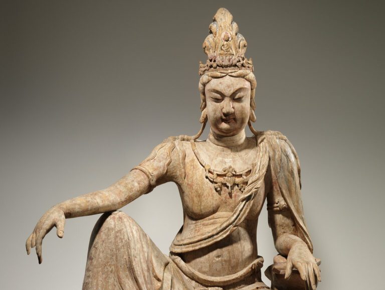 queer mythological characters: Bodhisattva Avalokiteshvara in Water Moon Form (Shuiyue Guanyin), China, 11th century, Metropolitan Museum of Art, New York City, NY, USA. Detail.
