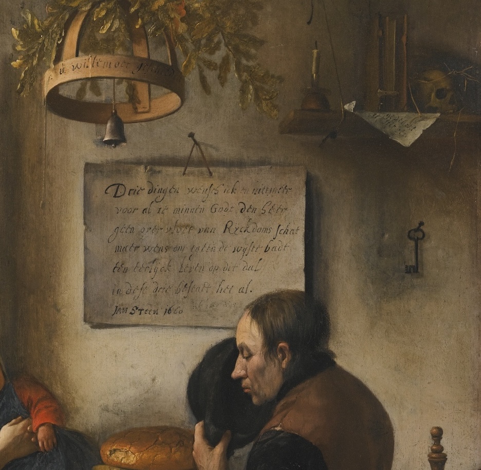 Rembrandt Norton Museum: Jan Steen, Prayer Before the Meal, 1660, Leiden Collection, New York City, NY, USA. Detail.
