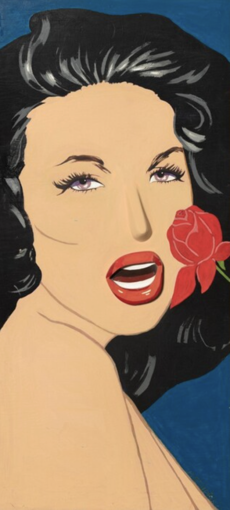 pop art women: Marjorie Strider, Girl with Rose, 1963, National Gallery of Art, Washington, DC, USA.
