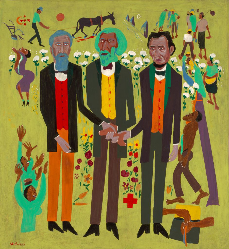 william h. johnson: William H. Johnson, Three Great Abolitionists: A. Lincoln, F. Douglass, J. Brown, ca. 1945, Gift of the Harmon Foundation, Washington, Smithsonian American Art Museum, DC, USA.
