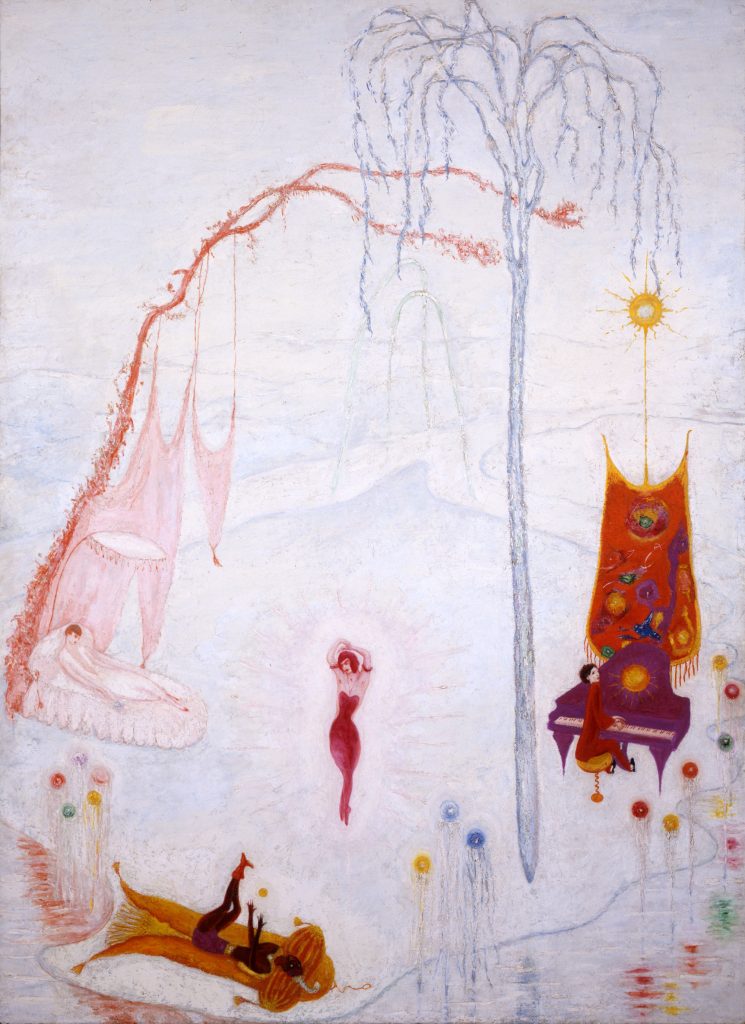 florine stettheimer's paintings: Florine Stettheimer, Music, 1920, Rose Art Museum, Brandeis University, Waltham, MA, USA.
