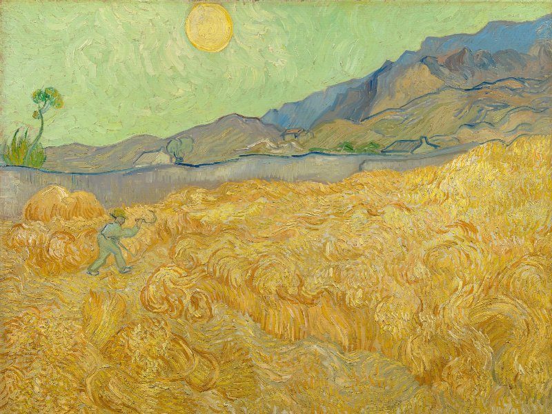 yellow paintings: Vincent van Gogh, Wheatfield with a Reaper, 1889, Van Gogh Museum, Amsterdam, Netherlands. Museum’s website.
