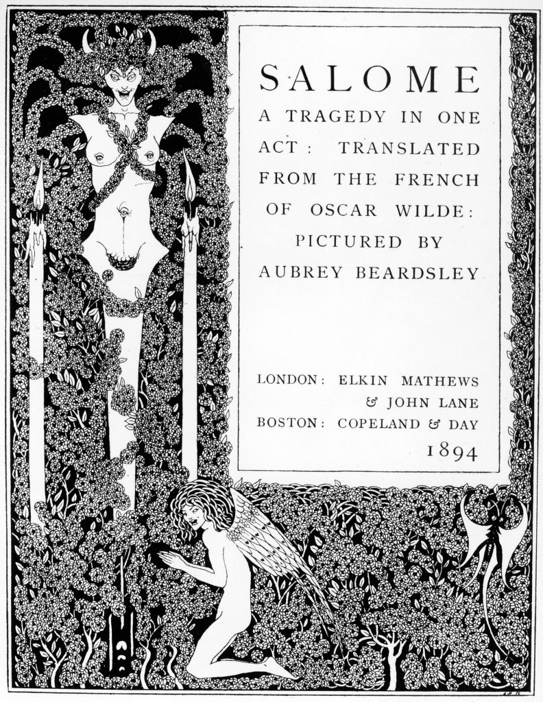 salome art: Aubrey Beardsley, Inside cover illustration for Oscar Wilde, Salome, 1894.
