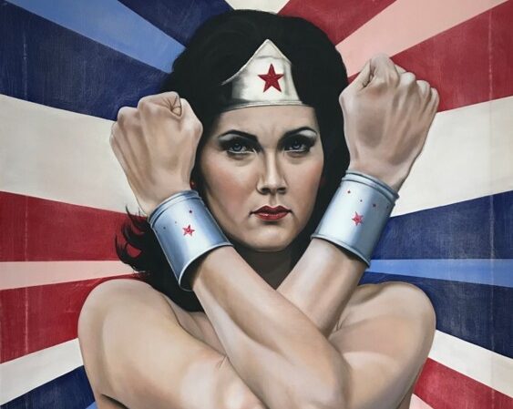 mythological superheroes: Christian Charrière, Wonder Woman, 2021. Artmajeur. Detail.
