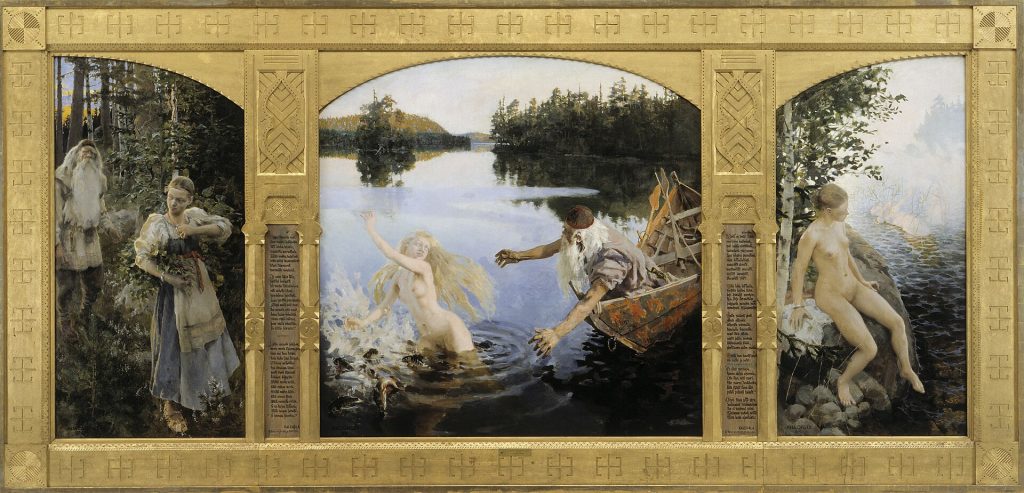 Akseli Gallen-Kallela: Akseli Gallen-Kallela, Aino Myth, Triptych, 1891, Ateneum, Helsinki, Finland.
