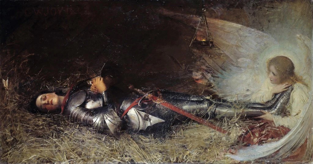 Joan of Arc paintings: Joan of Arc in 10 Paintings: George W. Joy, Sleeping Joan of Arc, 1895, Musée des Beaux-Arts de Rouen, Rouen, France.
