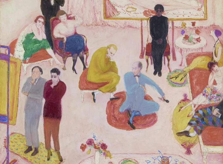 florine stettheimer's paintings: Florine Stettheimer, Studio Party (Soirée), 1917–1919, Yale University Art Gallery, New Haven, CT, USA. Detail.

