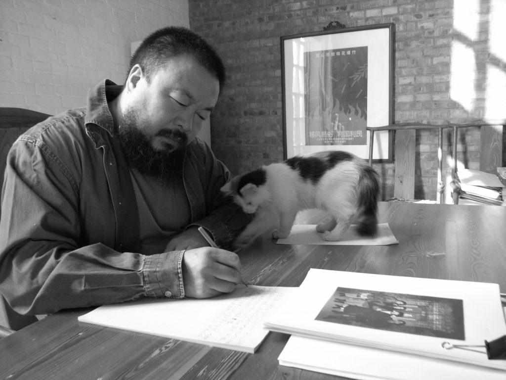 artists cats: Ai Weiwei with one of his cats. Instagram.
