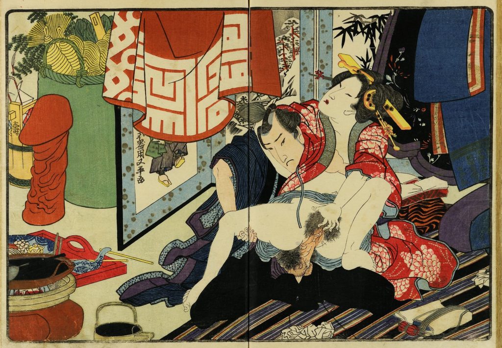 shunga: Kunisada, (Shunka shuto) Shiki no nagame (In Praise of Love (in the Four Seasons)), 1827–1829, British Museum, London, UK. Museum’s website.
