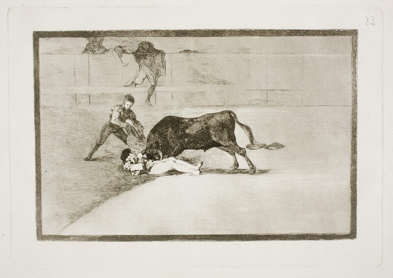 Mary Cassatt Spain: Francisco Goya, The Unlucky Death of Pepe Illo in the Ring at Madrid, Plate 33 of La Tauromaquia, c. 1816, National Gallery of Art, Washington, DC, USA.
