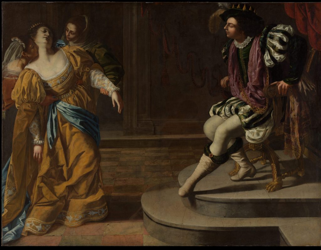 Met famous paintings: Artemisia Gentileschi, Esther Before Ahasuerus, 1620s, Metropolitan Museum of Art, New York City, NY, USA.
