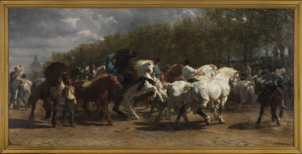 Met famous paintings: Rosa Bonheur, The Horse Fair, 1852–1855, Metropolitan Museum of Art, New York City, NY, USA.
