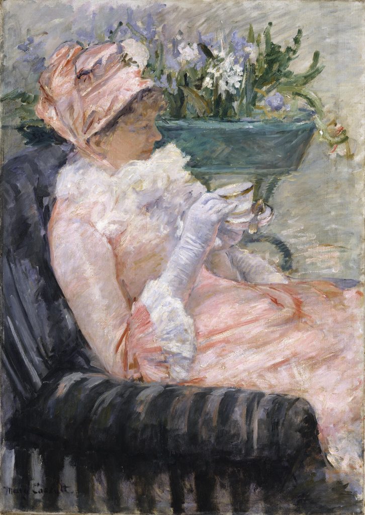 Met famous paintings: Mary Cassatt, The Cup of Tea, ca. 1880–1881, Metropolitan Museum of Art, New York City, NY, USA.

