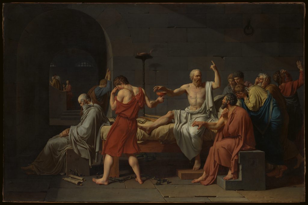Met famous paintings: Jacques Louis David, The Death of Socrates, 1787, Metropolitan Museum of Art, New York City, NY, USA.
