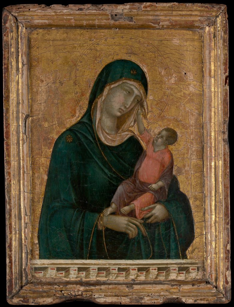 Met famous paintings: Duccio, Madonna and Child, ca. 1290–1300, Metropolitan Museum of Art, New York City, NY, USA.
