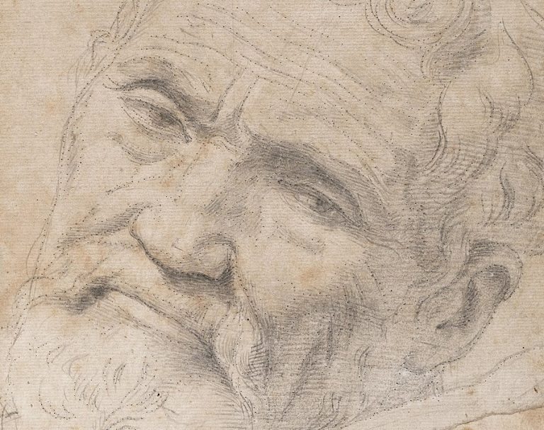 Theft of Michelangelo's body: Daniele da Volterra, Portrait of Michelangelo Buonarroti, 1548–1553, Teylers Museum, Haarlem, Netherlands. Detail.
