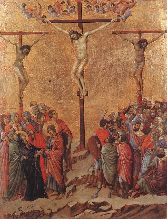 Epitaphios: Duccio, Crucifixion, 1308–1311, Museo dell’Opera del Duomo, Siena, Italy.
