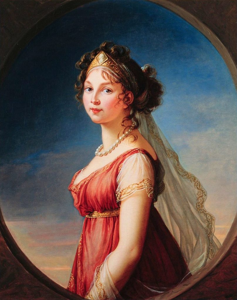Vigée Le Brun royal portraits: Élisabeth Vigée Le Brun, Luise von Mecklenburg-Strelitz, Queen of Prussia, 1802, Hohenzollern Castle, Bisingen, Germany.
